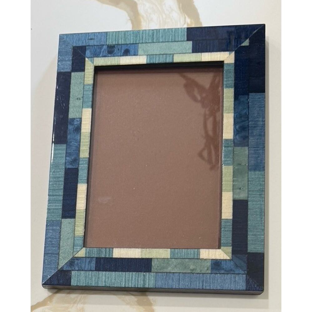 Natalini Wood Parquetry 4 X 6 Picture Frame Blue Mosaic Real Wood Italy
